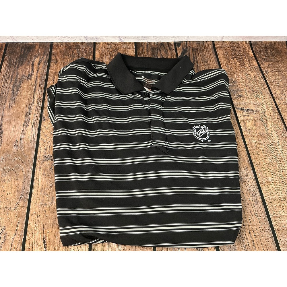 Reebok NHL Men's Black Striped Performance Polo Shirt Short Sleeve Size 3XL